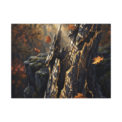Pine Tree Autumn Canvas Art | Kintsugi Beautiful Design
