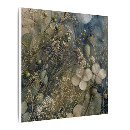 Japandi Dried Flowers in Moonlight | Watercolor Canvas Art