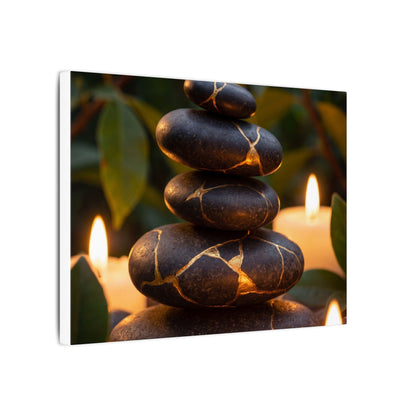 Summer River Stones Gold Vein Canvas Art | Philosophical Decor