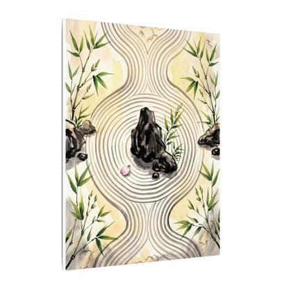 Zen Rock Garden in Golden Hour | Sumi E Canvas Art
