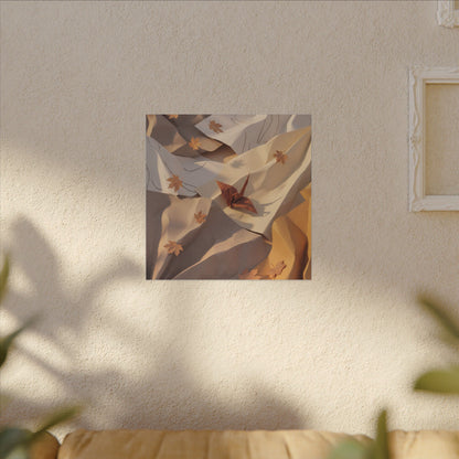 Autumn Paper Fold Minimal Line Canvas Art | Cozy Decor