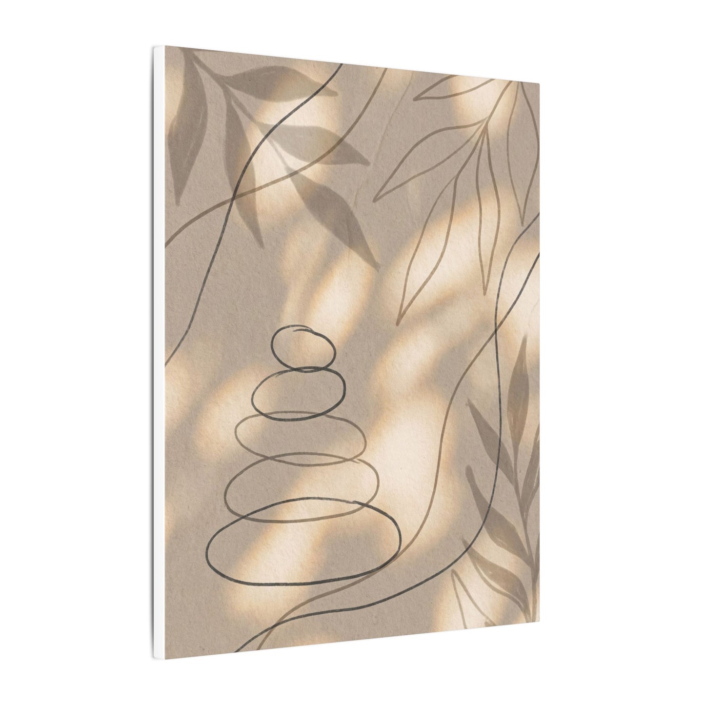 River Stones Minimal Line Canvas Art | Earthy Japandi Art