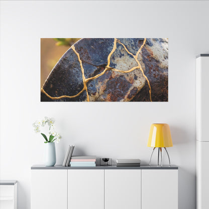 Fukinsei Rust Patina Canvas Art - Kintsugi Gold Repair