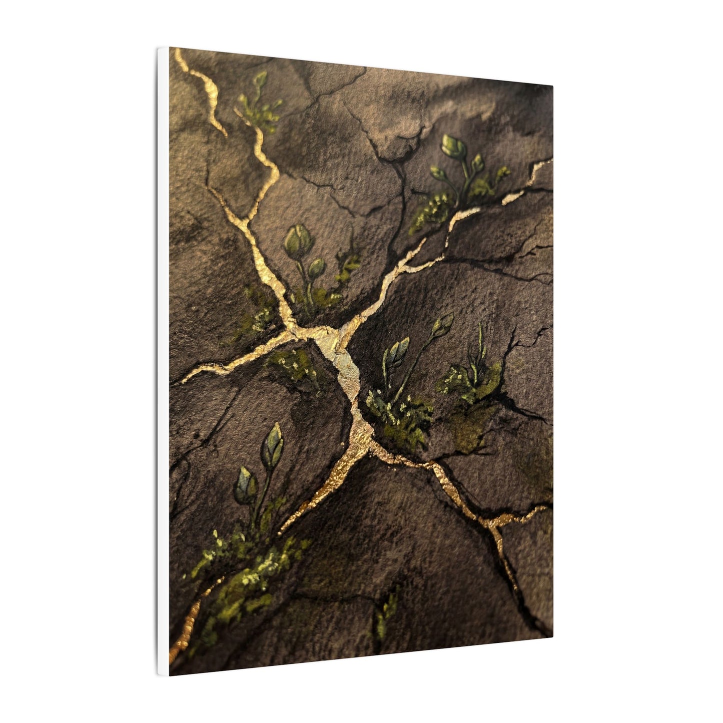 Spring Cracked Earth Charcoal Ink Canvas Art | Luxurious Decor