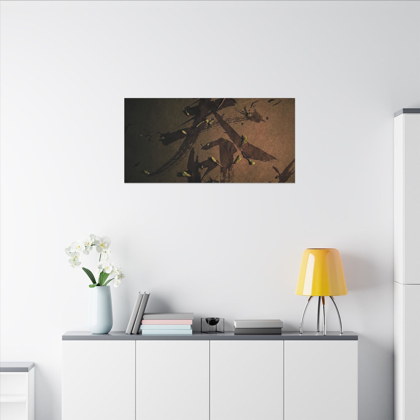 Calligraphy Shadow Zen Canvas Art | Bold Dark Japandi Art
