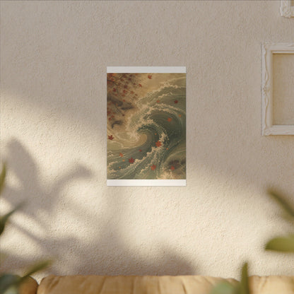 Japandi Ocean Wave in Candlelight | Japanese Pattern Canvas Art