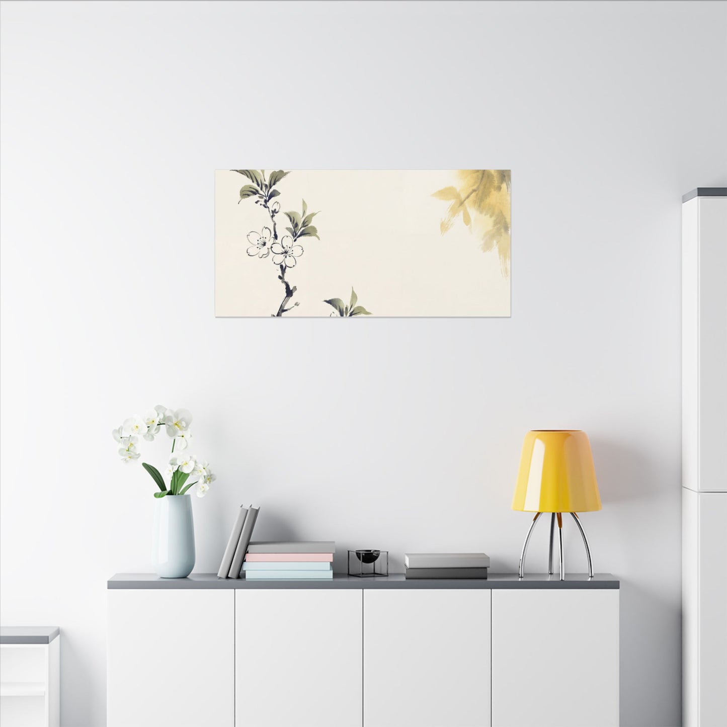 Kanso Cherry Blossom Canvas Art - Zen Sumi E