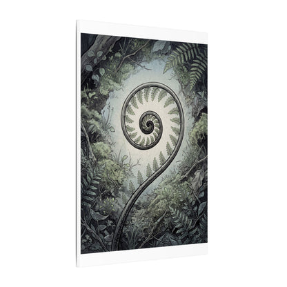 Zen Fern Unfurling in Dawn | Ukiyo E Inspired Canvas Art