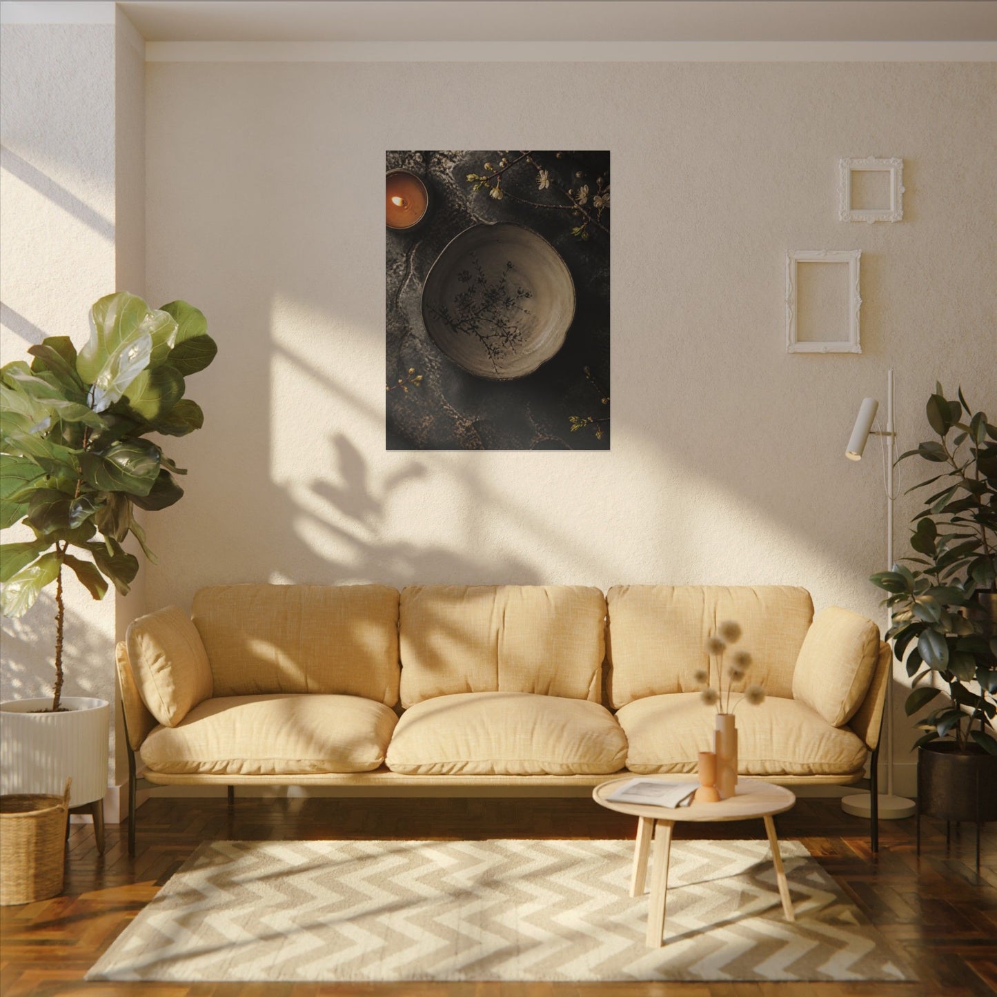 Ceramic Bowl Spring Canvas Art | Japandi Earthy Design
