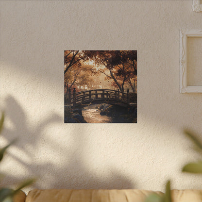 Autumn Wooden Bridge Gold Vein Canvas Art | Resilient Decor