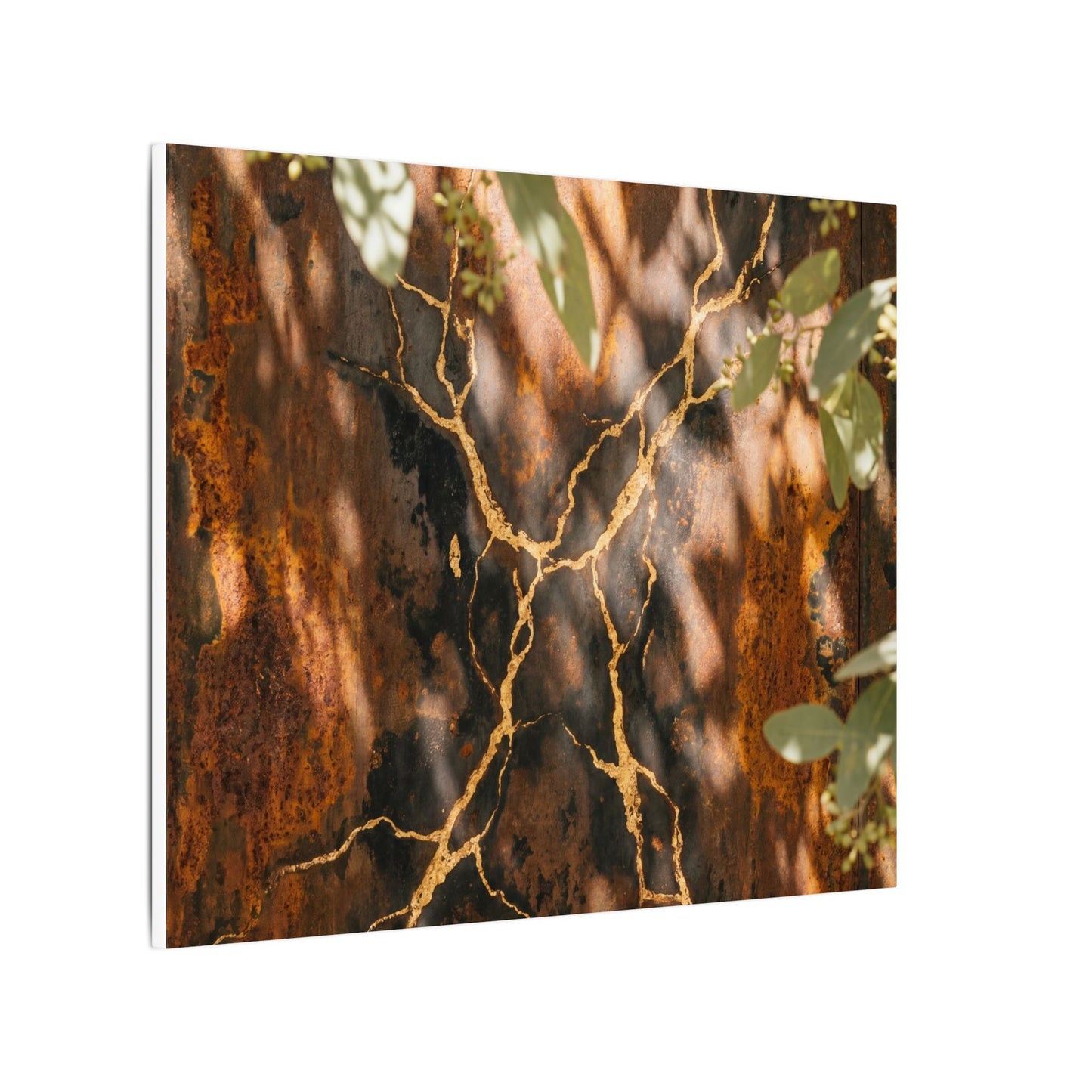 Kanso Rust Patina Canvas Art - Kintsugi Gold Vein