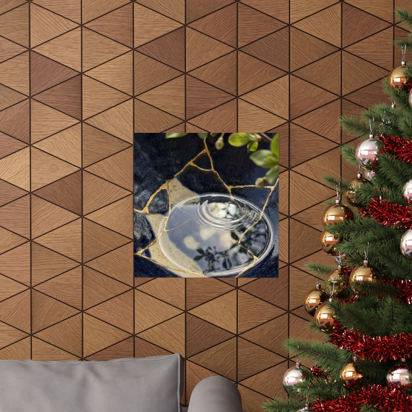 Seijaku Water Ripple Wall Art Print - Kintsugi Gold Repair