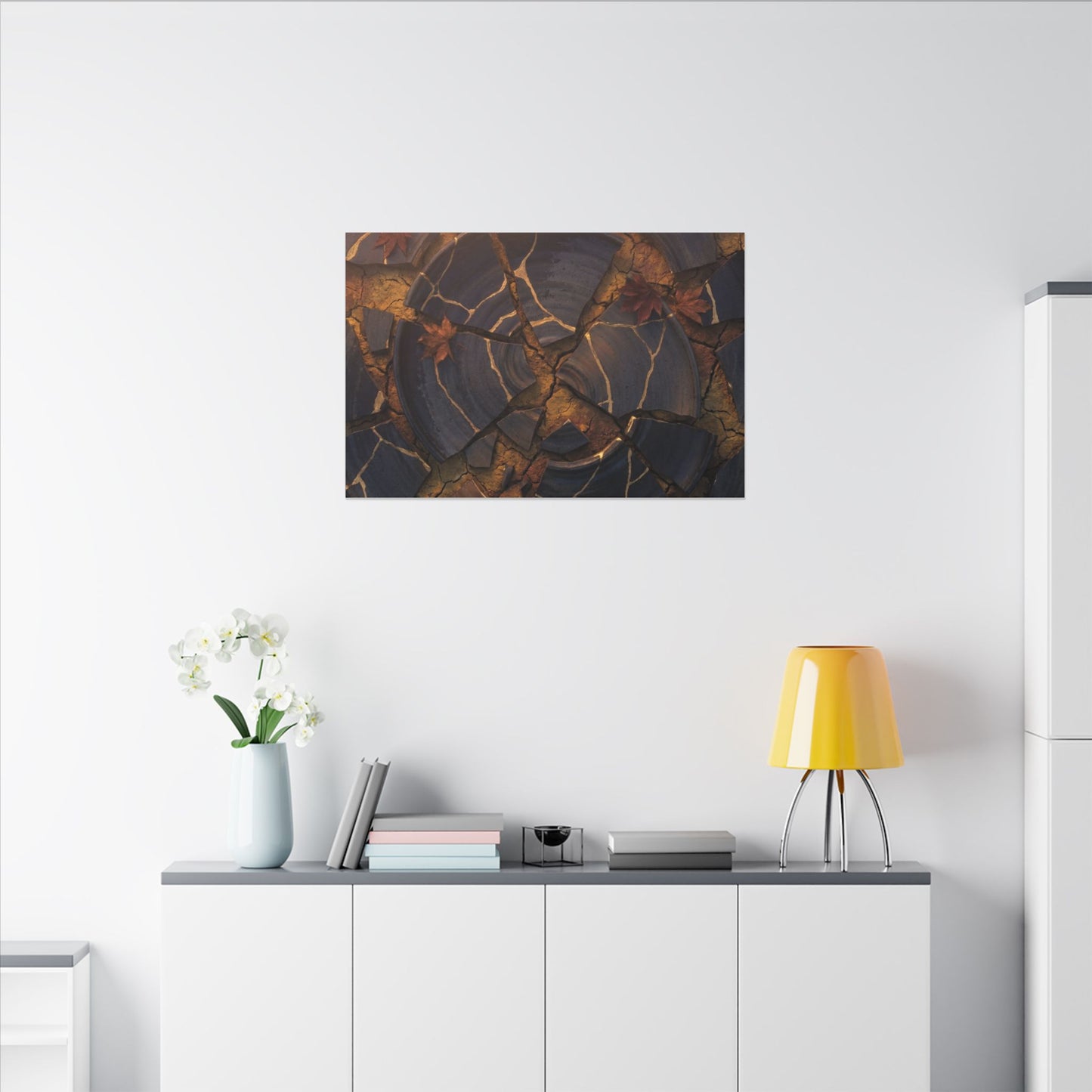 Autumn Cracked Earth Gold Repair Canvas Art | Philosophical Decor