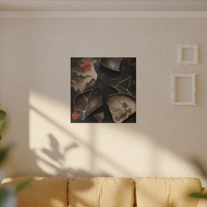 Broken Pottery Gold Vein Canvas Art | Philosophical Kintsugi Art