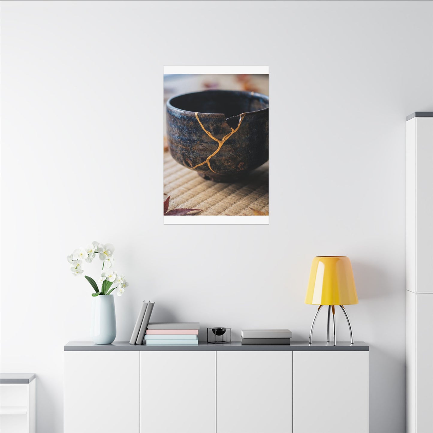 Tea Ceremony Autumn Canvas Art | Kintsugi Healing Design