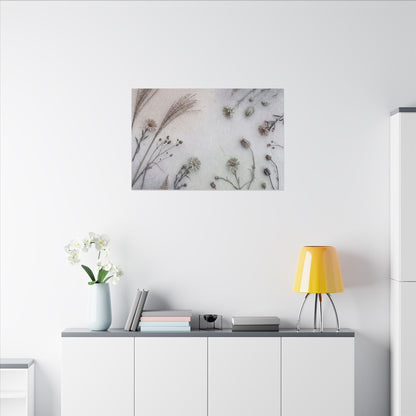 Dried Flowers Japanese Pattern Canvas Art | Elegant Japandi Art