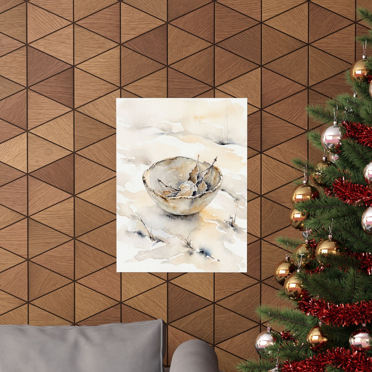 Fukinsei Ceramic Bowl Wall Art Print - Japandi Watercolor