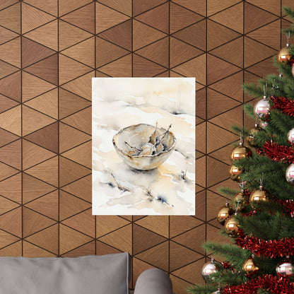 Fukinsei Ceramic Bowl Wall Art Print - Japandi Watercolor
