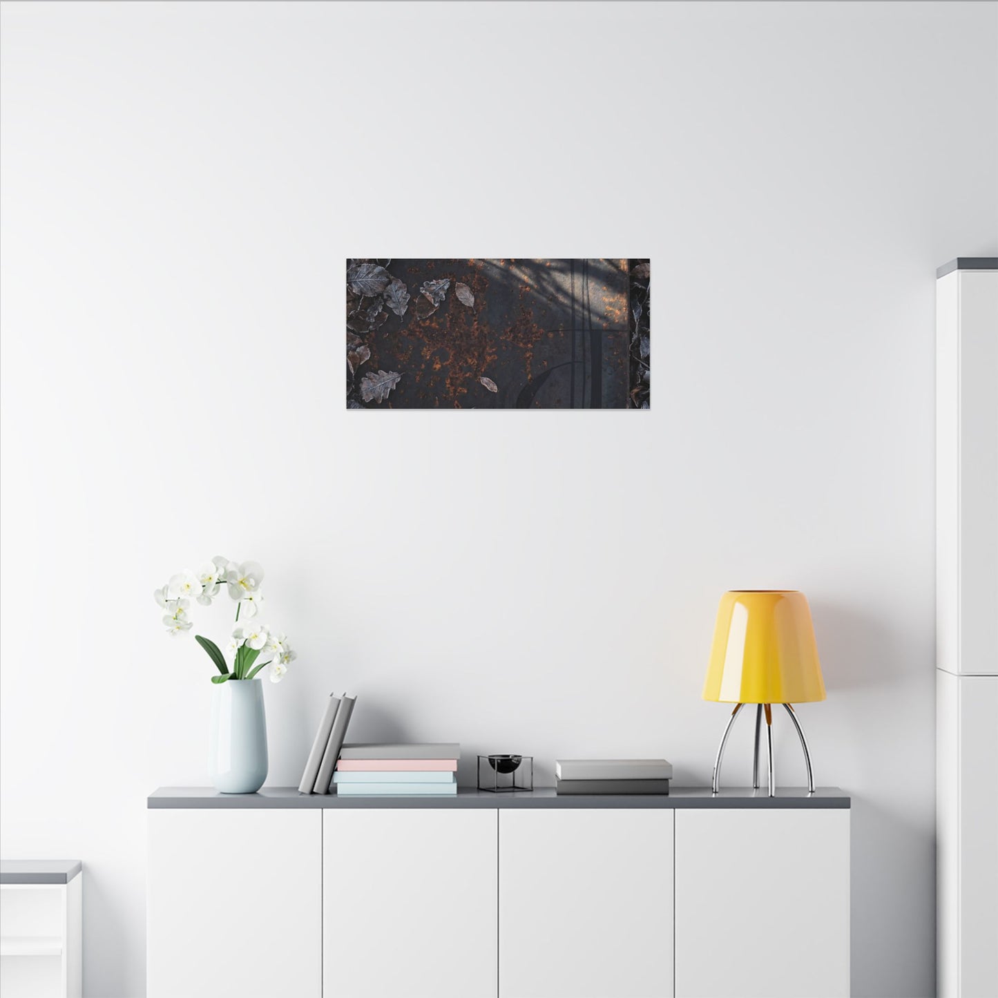 Shibui Rust Patina Canvas Art - Dark Japandi Charcoal Ink