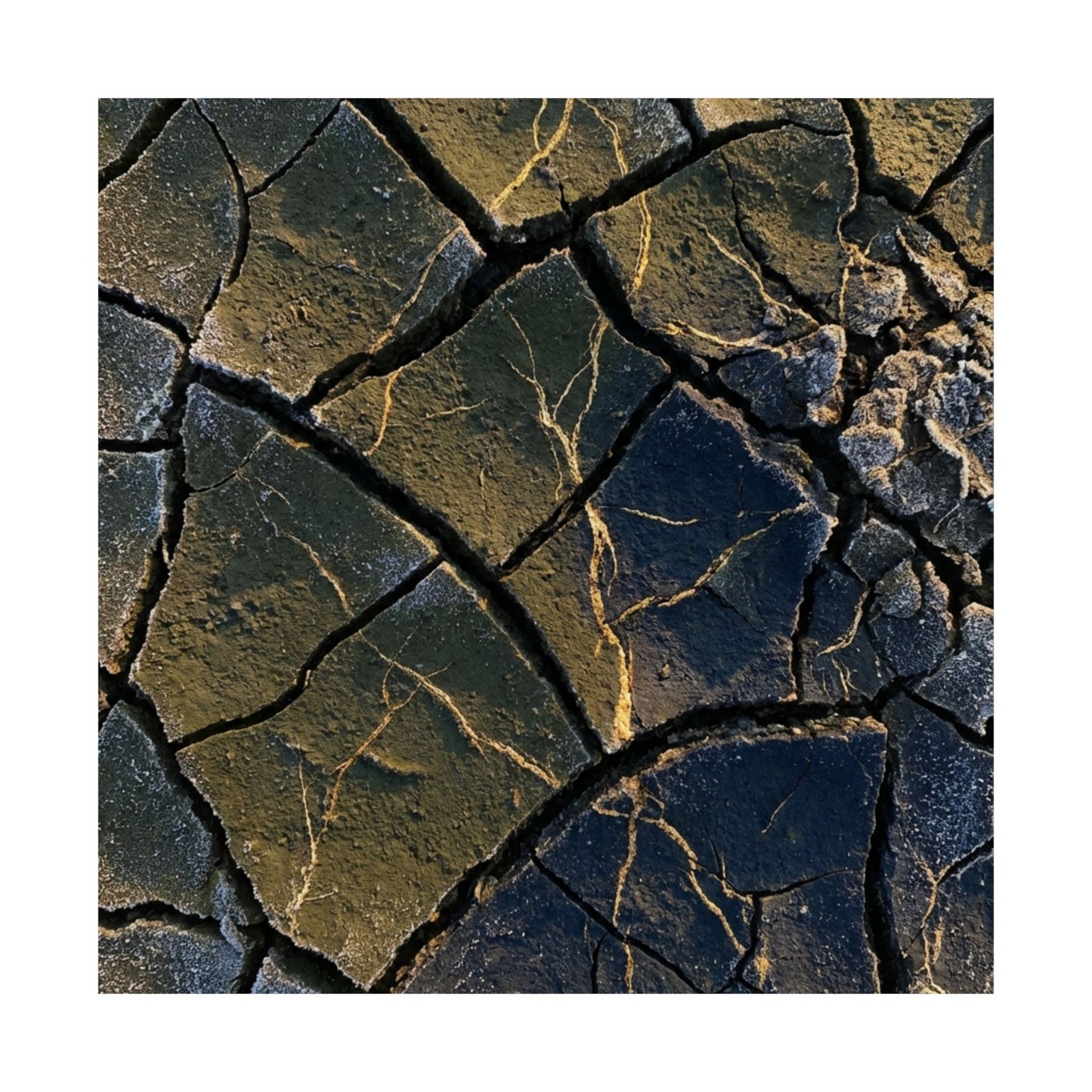 Kanso Cracked Earth Wall Art Print - Dark Japandi Moody Minimal