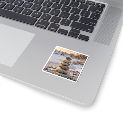 River Stones Winter Sticker | Japandi Cozy Design