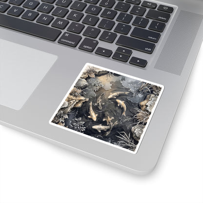 Japandi Koi Pond in Golden Hour | Japanese Pattern Sticker