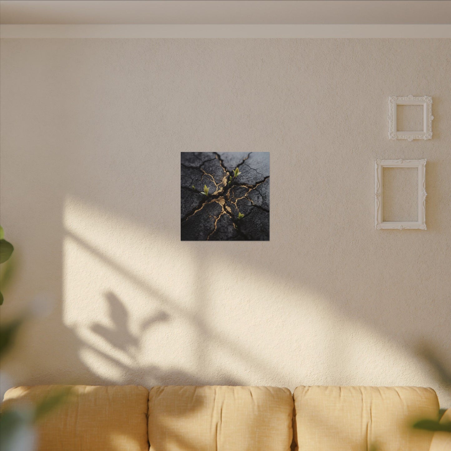 Ma Cracked Earth Canvas Art - Dark Japandi Charcoal Ink
