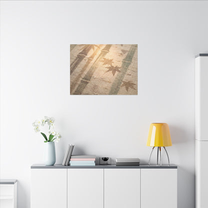 Autumn Bamboo Grove Japanese Pattern Canvas Art | Neutral Decor