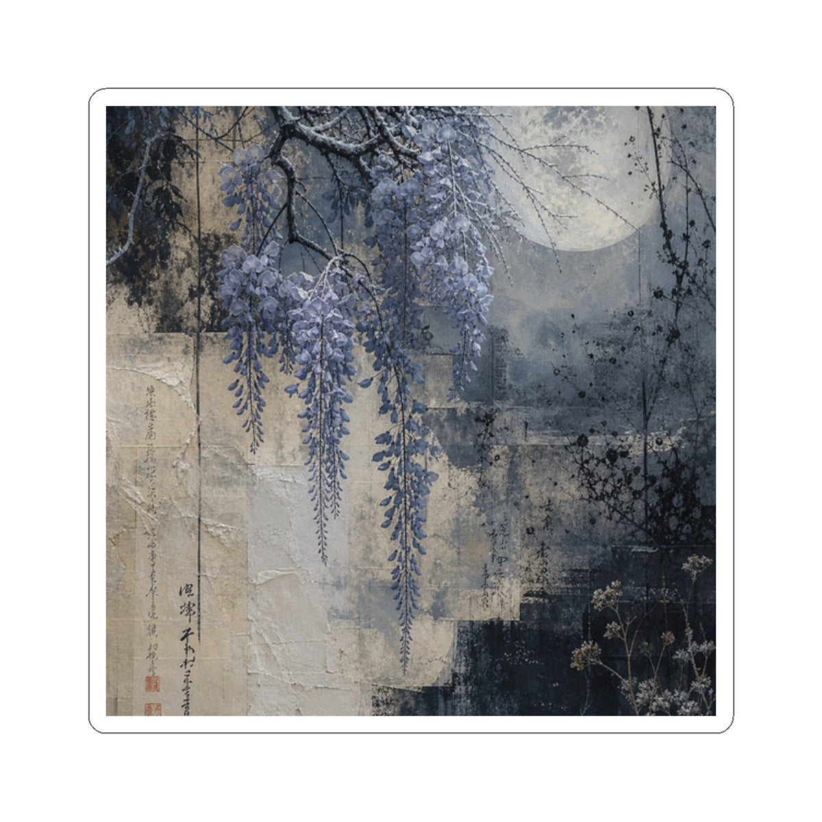 Wisteria Winter Sticker | Japandi Neutral Design