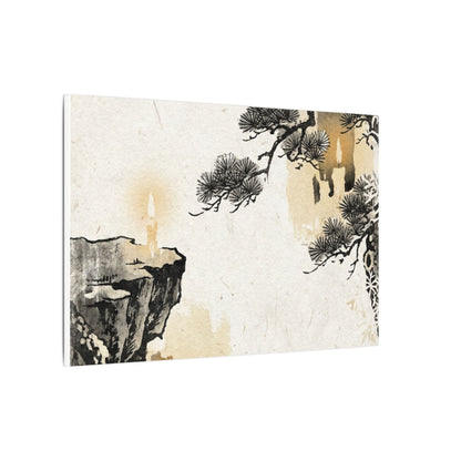 Japandi Pine Tree in Candlelight | Japanese Pattern Canvas Art