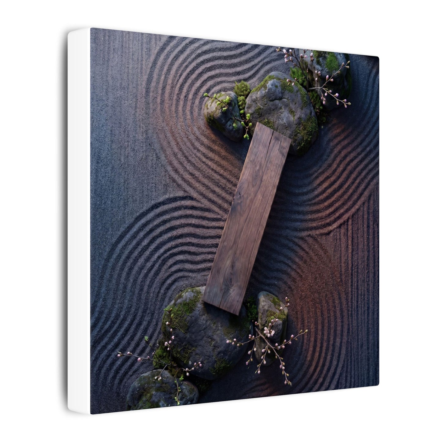 Spring Rock Garden Moody Minimal Canvas Art | Atmospheric Decor