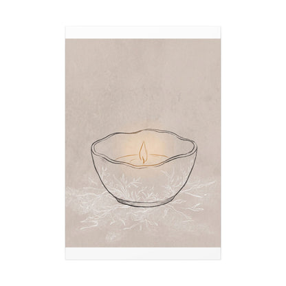 Ceramic Bowl Minimal Line Canvas Art | Neutral Japandi Art