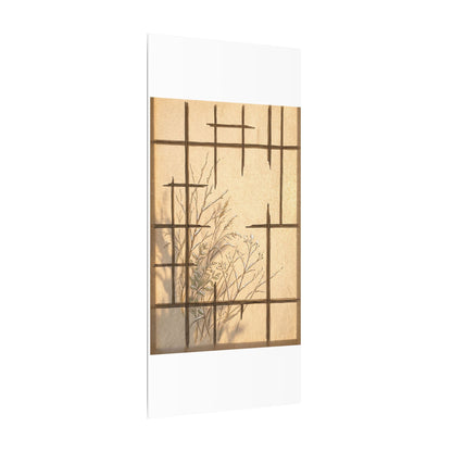 Shoji Screen Canvas Art | Winter Japandi Minimal Line Art