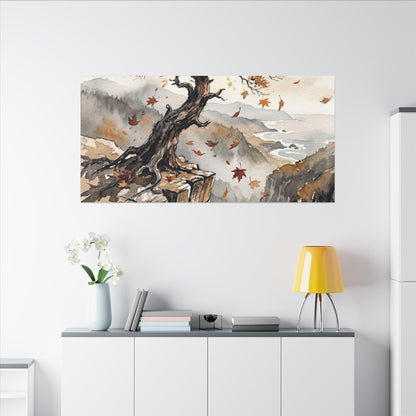 Autumn Pine Tree Watercolor Canvas Art | Warm Decor