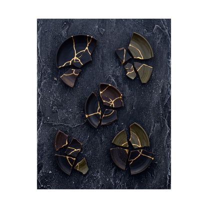 Moody Broken Pottery Wall Art Print - Shadow Zen Dark Japandi