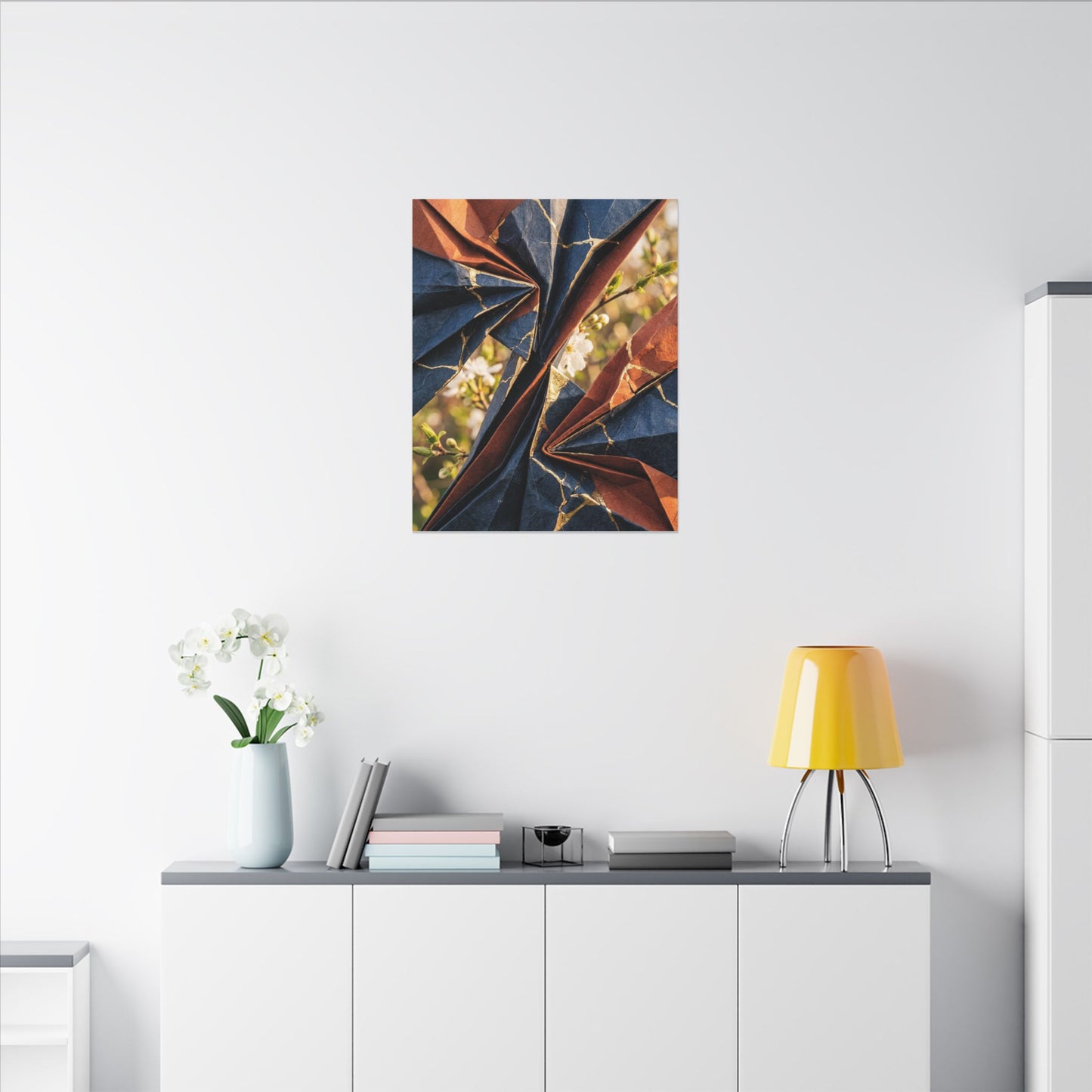 Kintsugi Paper Fold in Golden Hour | Crackle Gold Canvas Art