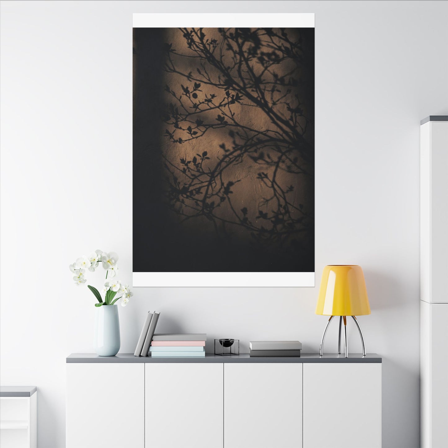 Dark Japandi Shadow Play in Golden Hour | Shadow Zen Canvas Art