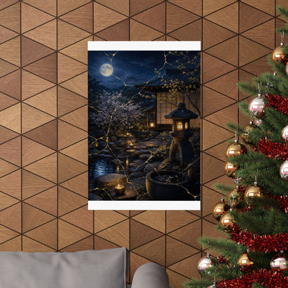 Spring Moonlit Garden Gold Vein Wall Art Print | Resilient Decor