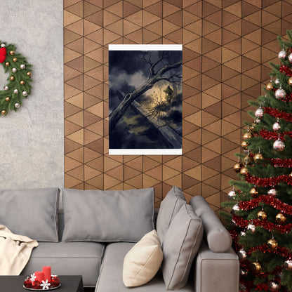 Golden Hour Moonlit Garden Wall Art Print - Dark Japandi Datsuzoku
