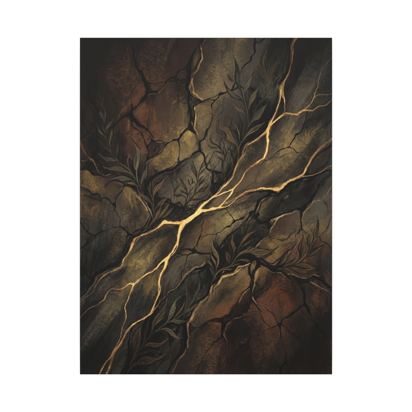 Cracked Earth Charcoal Ink Canvas Art | Bold Dark Japandi Art