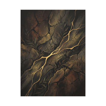 Cracked Earth Charcoal Ink Canvas Art | Bold Dark Japandi Art