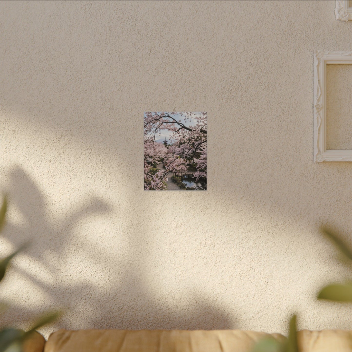 Cherry Blossom Winter Canvas Art | Dark Japandi Luxurious Design