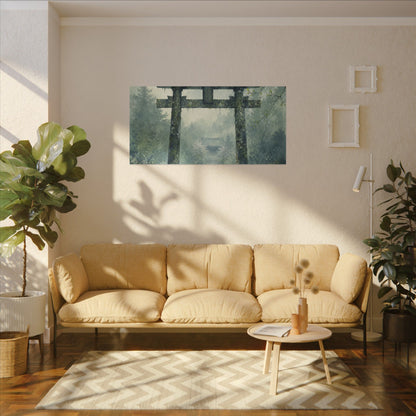 Earthy Torii Gate Canvas Art - Watercolor Japandi