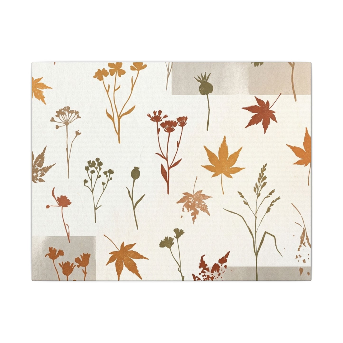 Autumn Dried Flowers Japanese Pattern Canvas Art | Elegant Decor