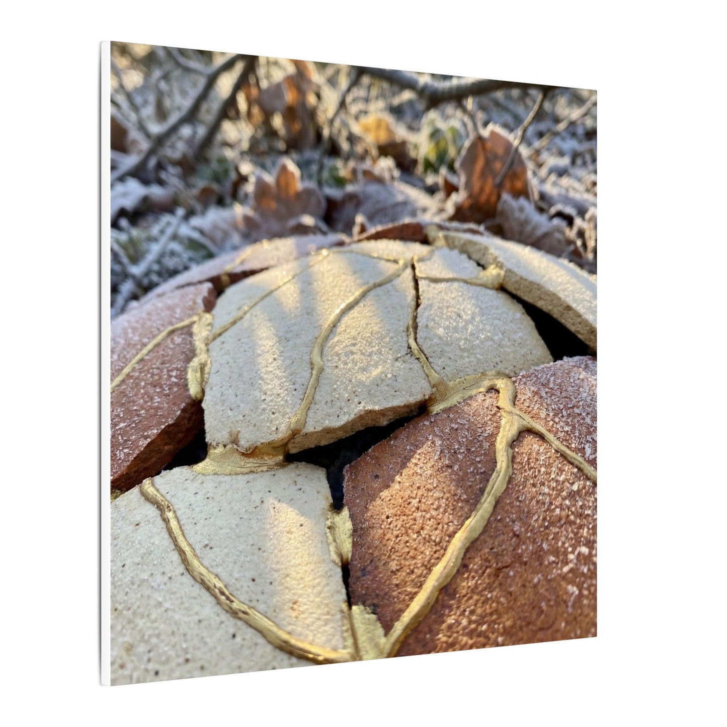 Broken Pottery Crackle Gold Canvas Art | Healing Kintsugi Art