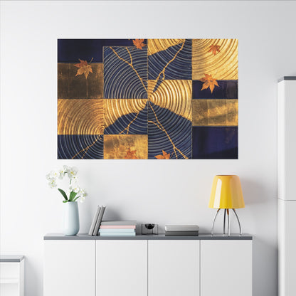 Autumn Water Ripple Crackle Gold Canvas Art | Artful Decor