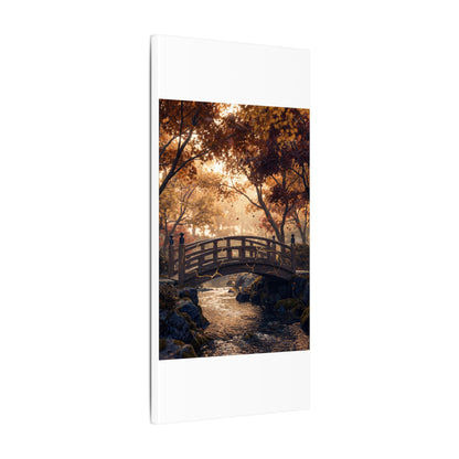 Autumn Wooden Bridge Gold Vein Canvas Art | Resilient Decor