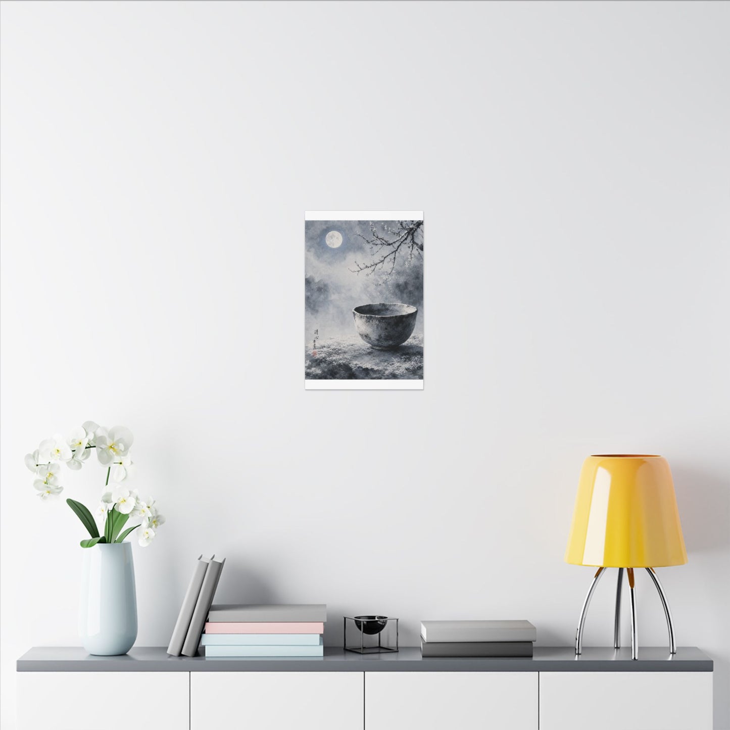 Seijaku Ceramic Bowl Canvas Art - Zen Sumi E