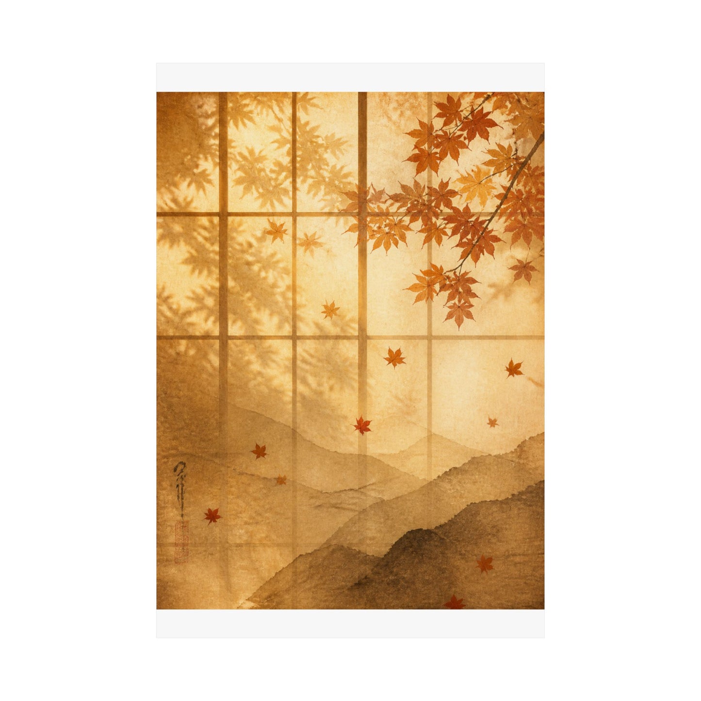 Shoji Screen Wall Art Print | Autumn Japandi Texture Art