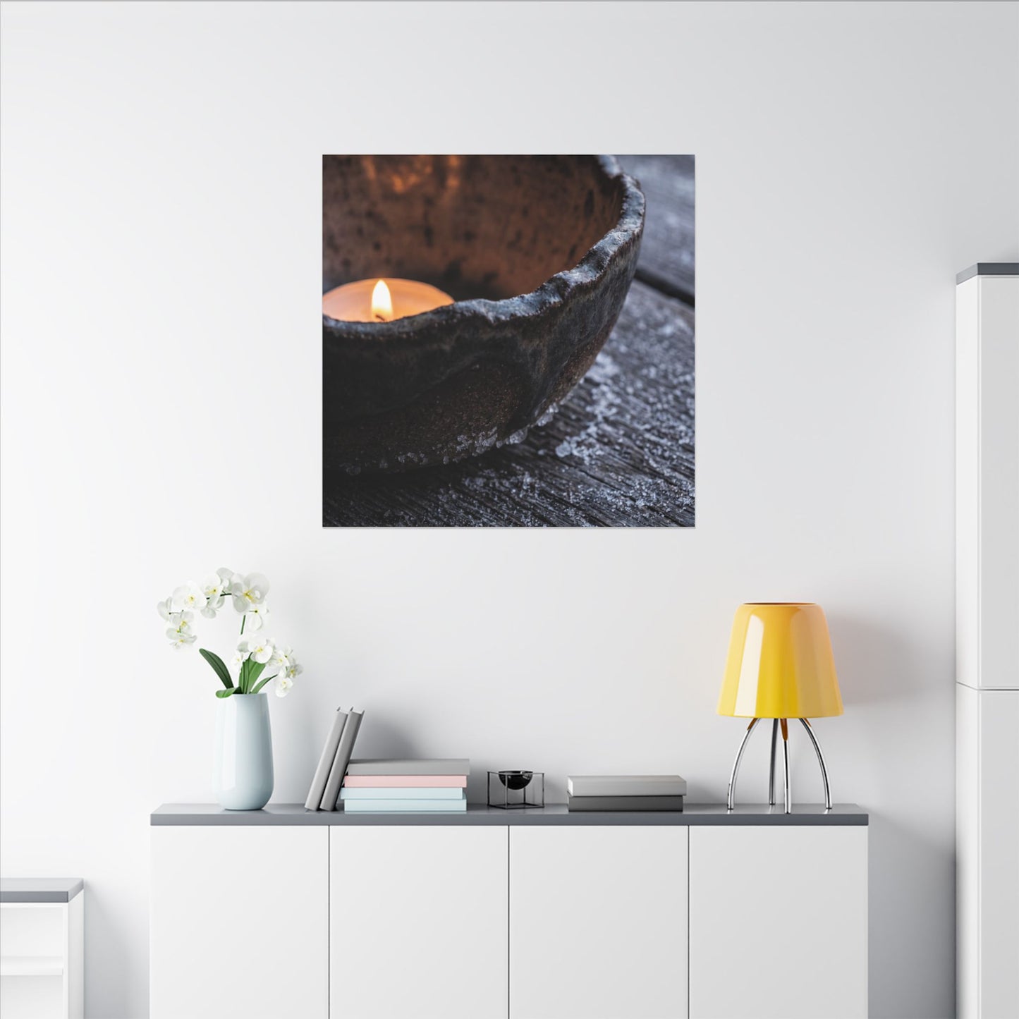 Atmospheric Ceramic Bowl Canvas Art - Moody Minimal Dark Japandi